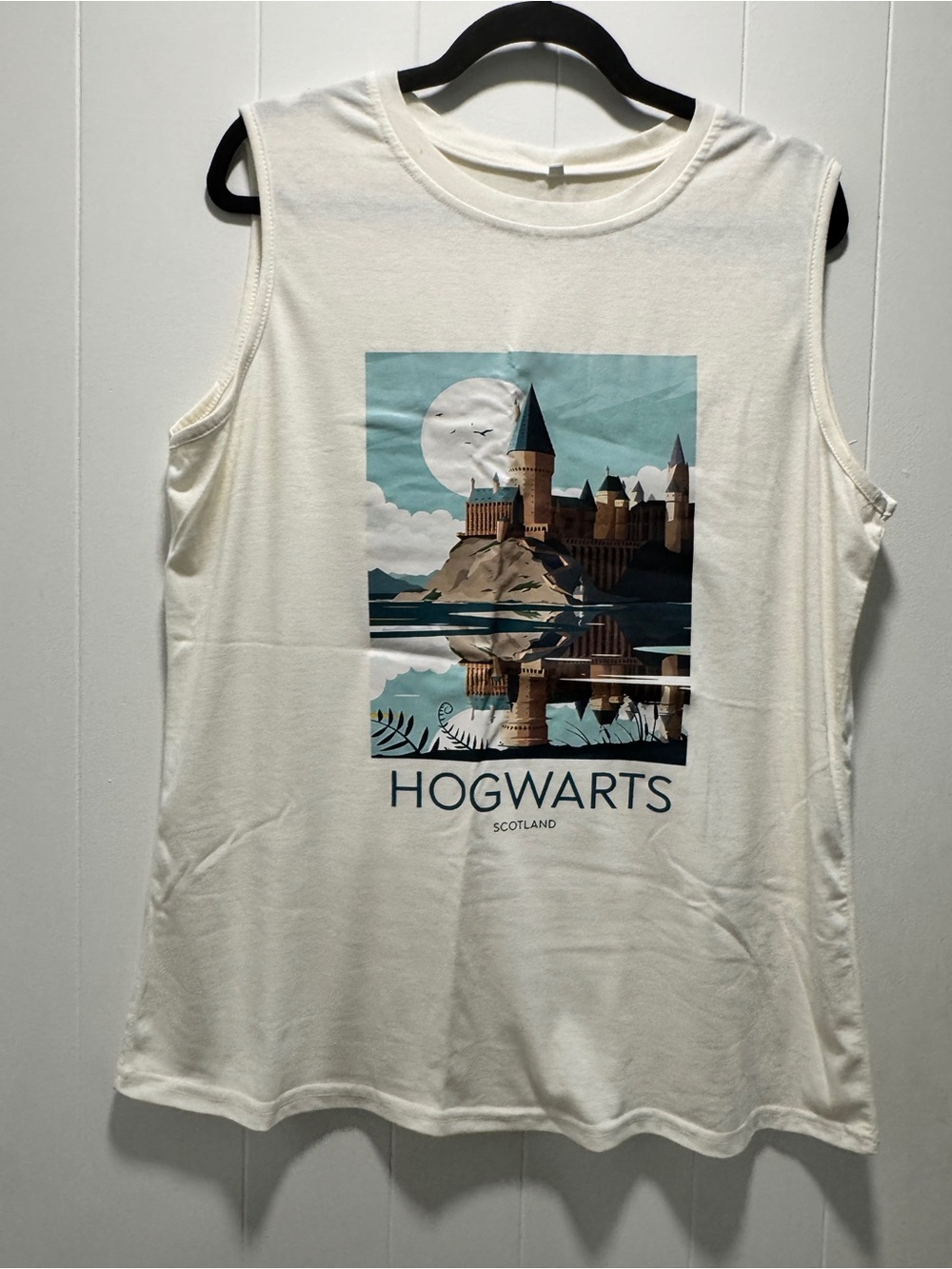 Hogwarts / Harry Potter Cream Graphic Sleeveless Tank Top